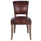 Morang Dining Chair in Brown Waxed Cowhide with Briar Smoke Legs - Chocolate Wood