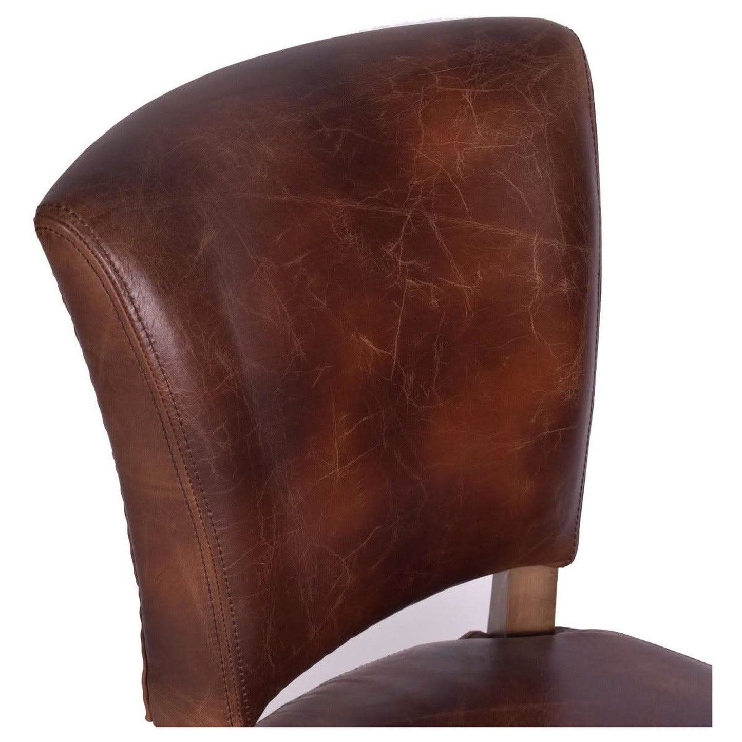 Morang Dining Chair in Brown Waxed Cowhide with Briar Smoke Legs - Chocolate Wood