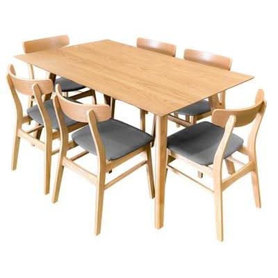 MORELL MDF/OAK VENEER RECTANGULAR 7 PIECE DINING SET 150CM - MyChocolateWood