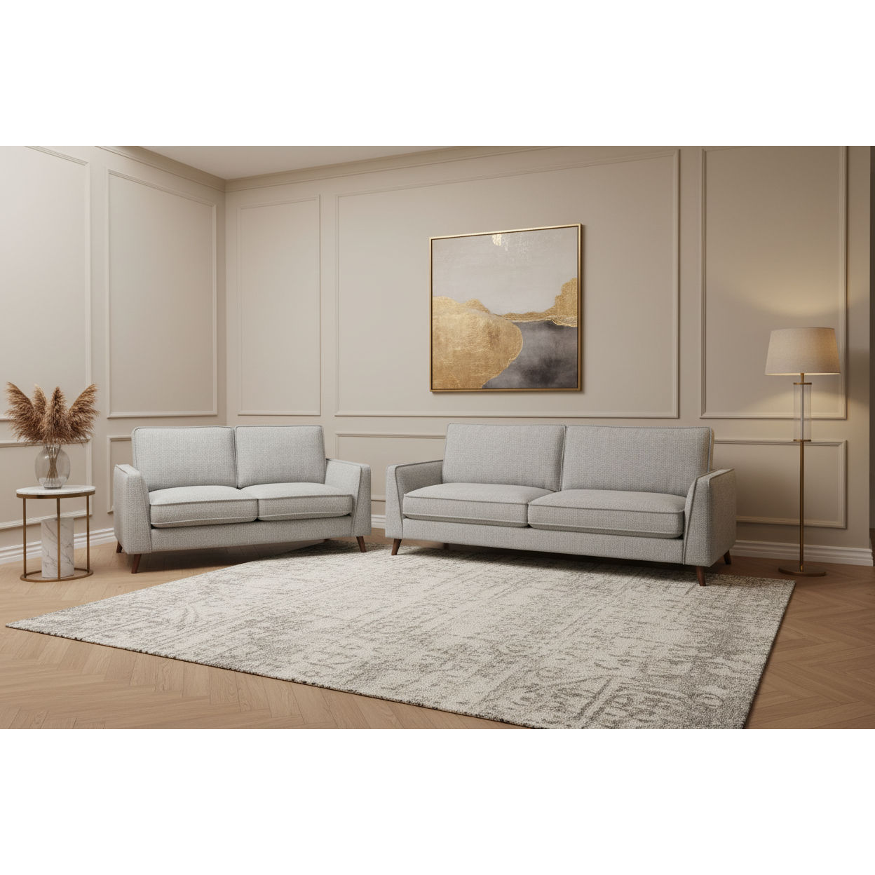 MORNAY FABRIC 2-SEATER & 3-SEATER SOFA SET LOUNGE SET GLACIER COLOUR - MyChocolateWood