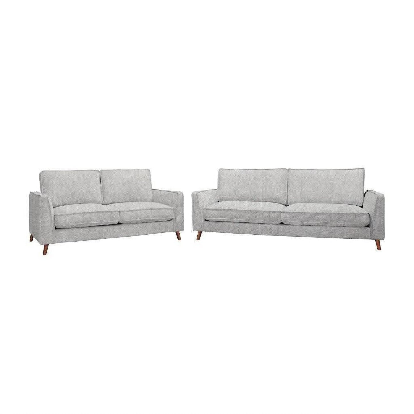 Mornay Fabric 2-Seater & 3-Seater Sofa Set in Glacier - Chocolate Wood