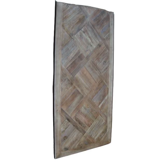 MORO RECYCLED ELM RUSTIC DINING TABLE PARQUETRY TOP 150CM - MyChocolateWood