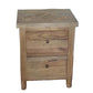 MORO RUSTIC RECYCLED ELM 2 DRAWER BEDSIDE TABLE PARQUETRY TOP 50CM - MyChocolateWood