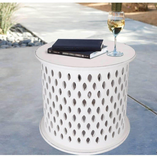 MOSAIC ROUND SIDE TABLE 50X50X50CM-WHITE