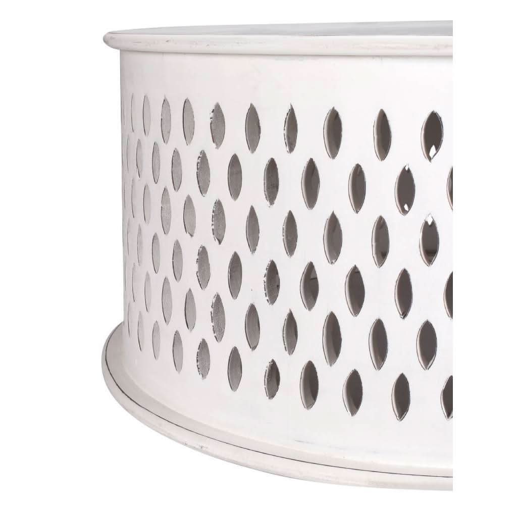 MOSAIC SOLID HARDWOOD ROUND COFFEE TABLE WHITE - MyChocolateWood