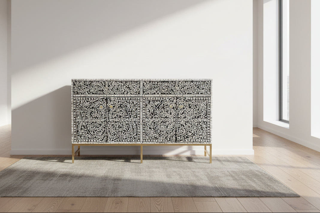 MOTHER OF PEARL ENCHANTING VINE 2 DRAWER 4 DOOR BUFFET/SIDEBOARD - MyChocolateWood