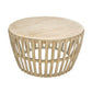 Mowgli Solid Mango Wood Round Coffee Table in Driftwood Whitewash - Chocolate Wood