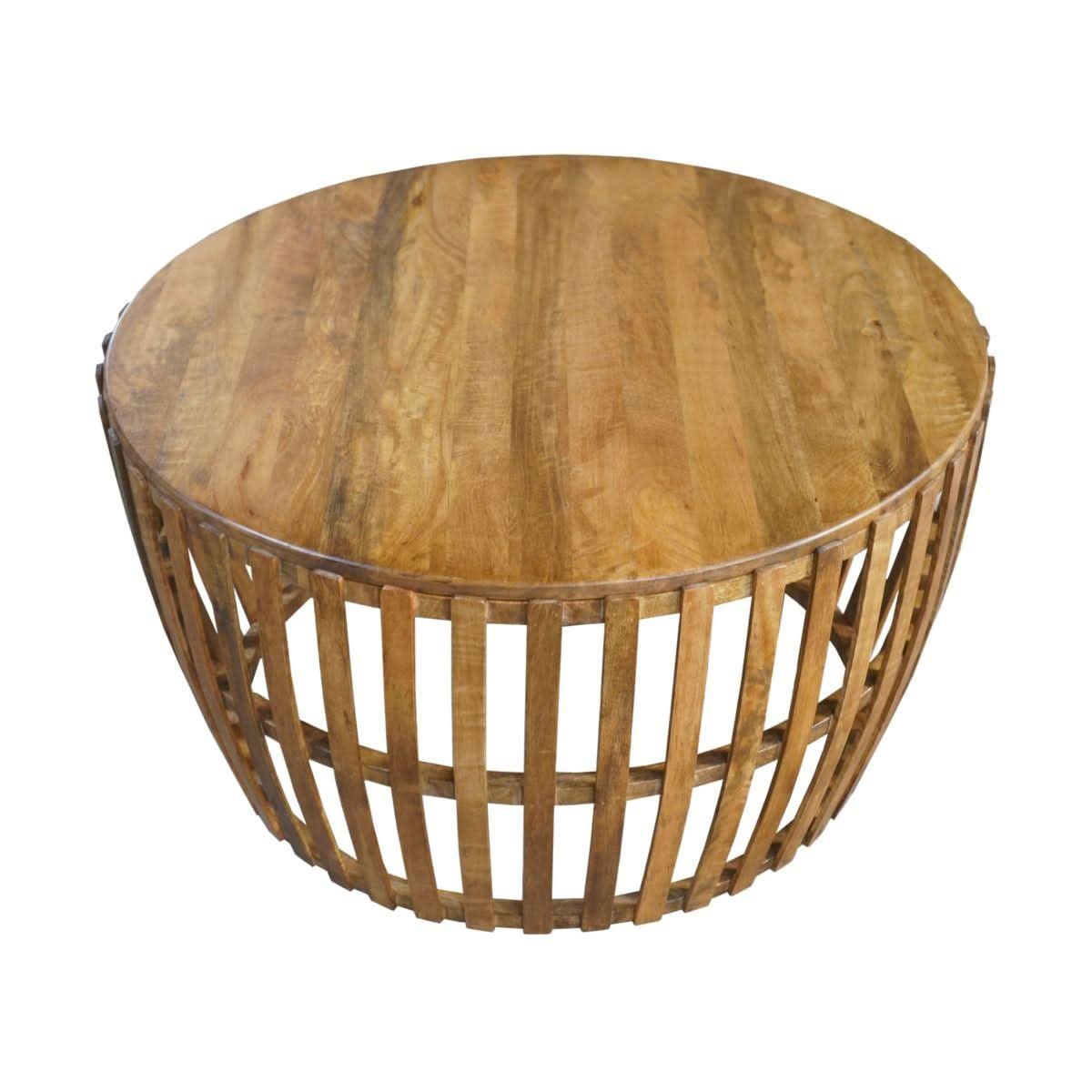 MOWGLI SOLID MANGO WOOD ROUND COFFEE TABLE IN A RUSTIC FINISH - MyChocolateWood