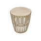 Mowgli Solid Mango Wood Round Lamp Table in Driftwood Whitewash - Chocolate Wood