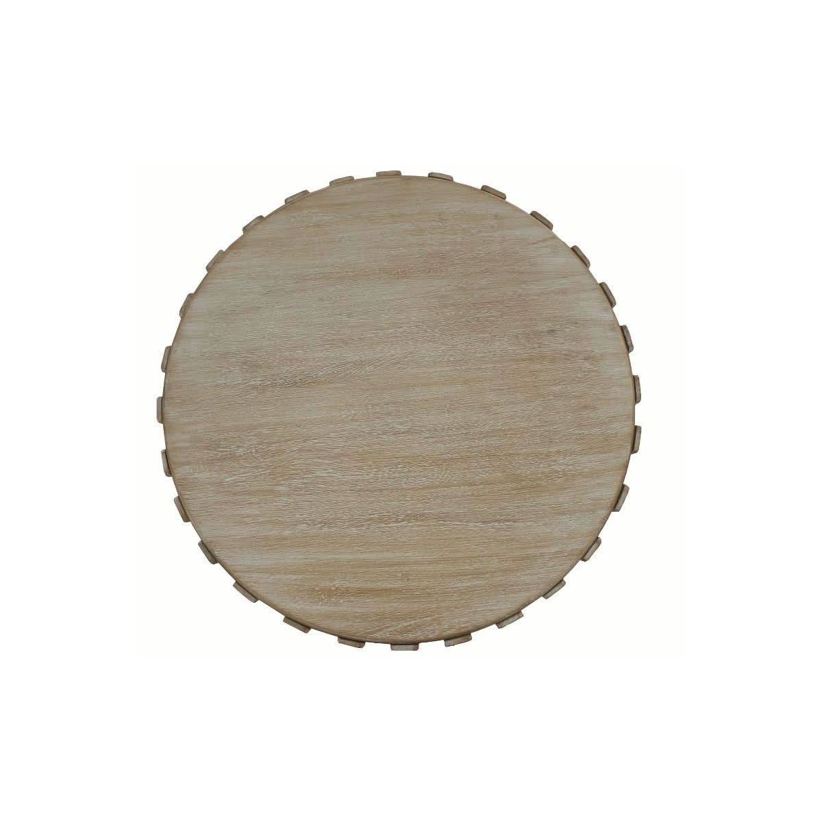 Mowgli Solid Mango Wood Round Lamp Table in Driftwood Whitewash - Chocolate Wood