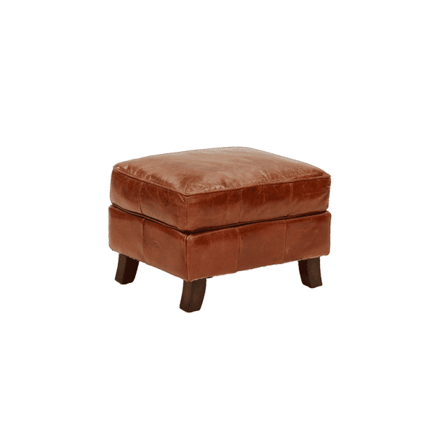 MULAN TOP GRAIN COWHIDE LEATHER OTTOMAN IN ORIGINAL AGED LEATHER - MyChocolateWood