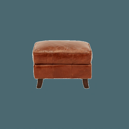 MULAN TOP GRAIN COWHIDE LEATHER OTTOMAN IN ORIGINAL AGED LEATHER