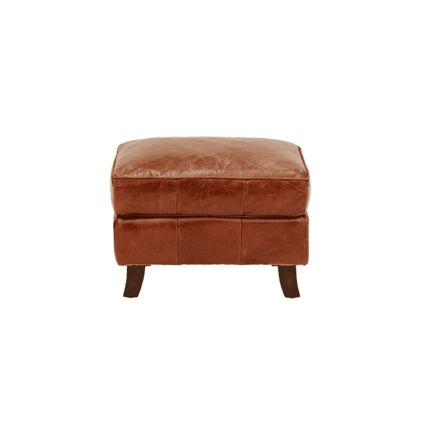 MULAN TOP GRAIN COWHIDE LEATHER OTTOMAN IN ORIGINAL AGED LEATHER - MyChocolateWood