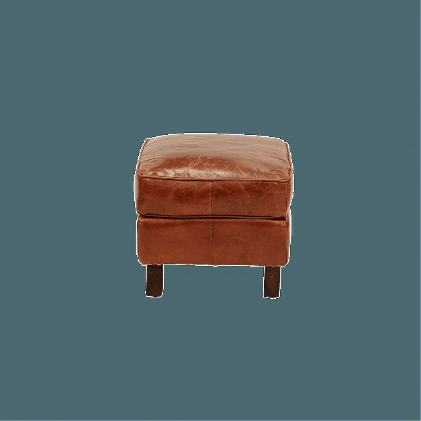 MULAN TOP GRAIN COWHIDE LEATHER OTTOMAN IN ORIGINAL AGED LEATHER