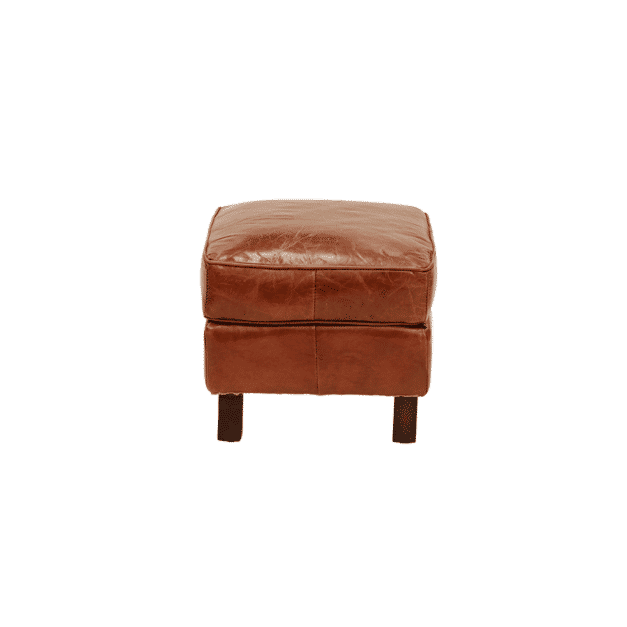 MULAN TOP GRAIN COWHIDE LEATHER OTTOMAN IN ORIGINAL AGED LEATHER - MyChocolateWood