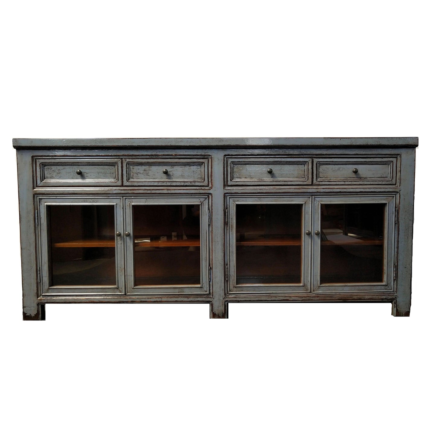 NANCHANG HSG014 CHINESE ANTIQUE RECYCLED PINE TIMBER BUFFET/SIDEBOARD 4 DOORS 4 DRAWERS GREY - MyChocolateWood