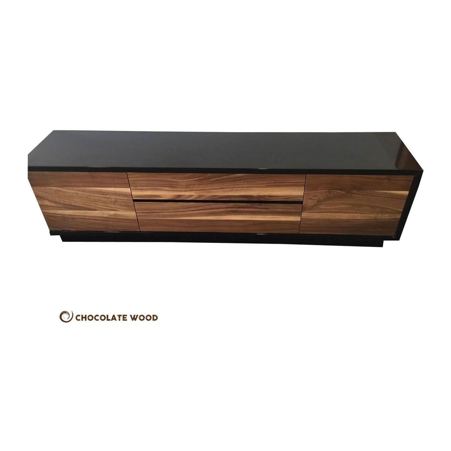 NAPLES AMERICAN WALNUT POLYURETHANE 2 DOOR 2 DRAWER TV/ENTERTAINMENT UNIT AUSTRALIAN MADE TO ORDER
