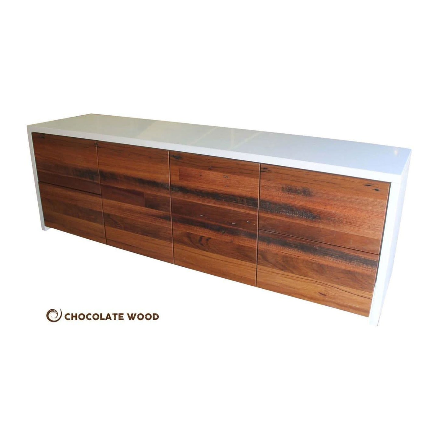 NAPLES RECYCLED HARDWOOD/POLYURETHANE 4 DRAWER 2 DOOR TV/ENTERTAINMENT UNIT AUSTRALIAN MADE TO ORDER
