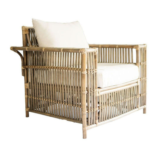 NAPOLI HAMPTONS STYLE RATTAN ARMCHAIR IN ANTIQUE HONEY