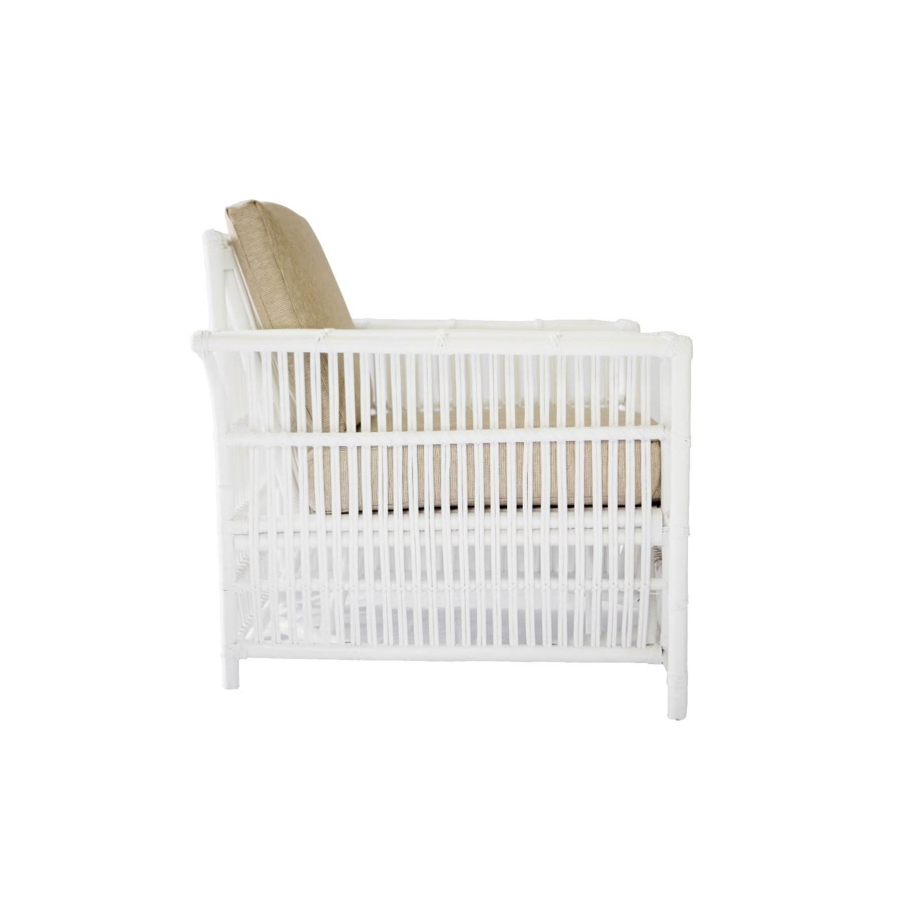 NAPOLI HAMPTONS STYLE RATTAN ARMCHAIR IN SOLID WHITE - MyChocolateWood