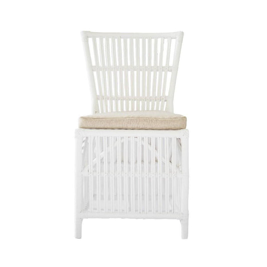 NAPOLI HAMPTONS STYLE RATTAN DINING CHAIR IN SOLID WHITE - MyChocolateWood
