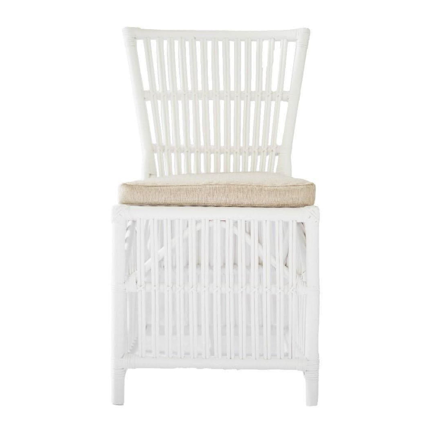 Napoli Hamptons Style Rattan Dining Chair in Solid White - Chocolate Wood