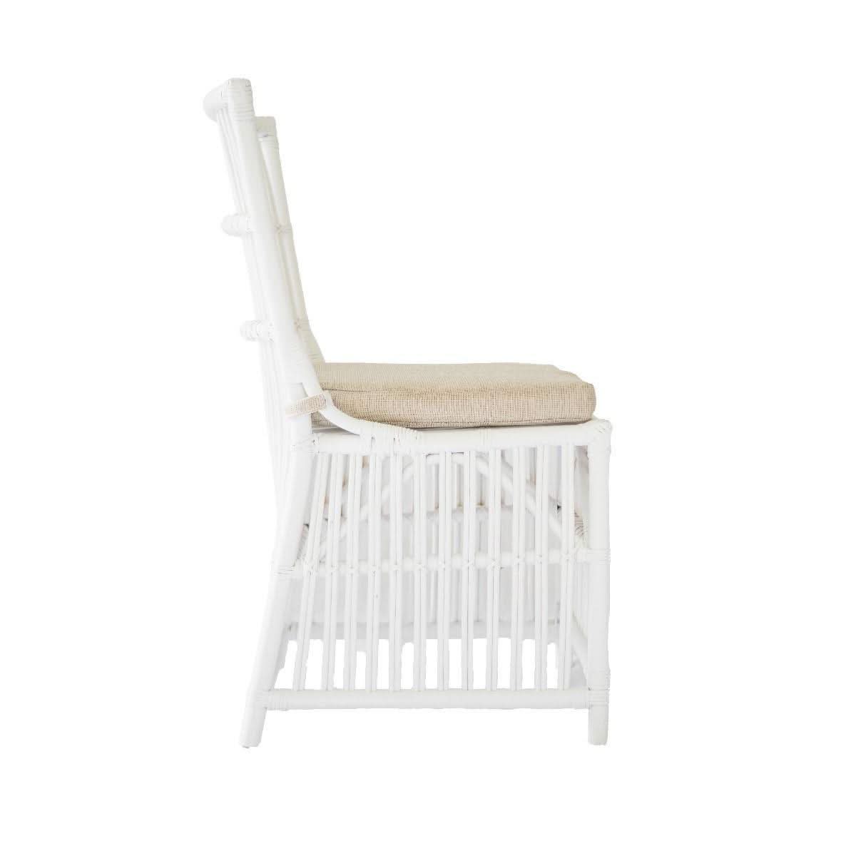 NAPOLI HAMPTONS STYLE RATTAN DINING CHAIR IN SOLID WHITE - MyChocolateWood