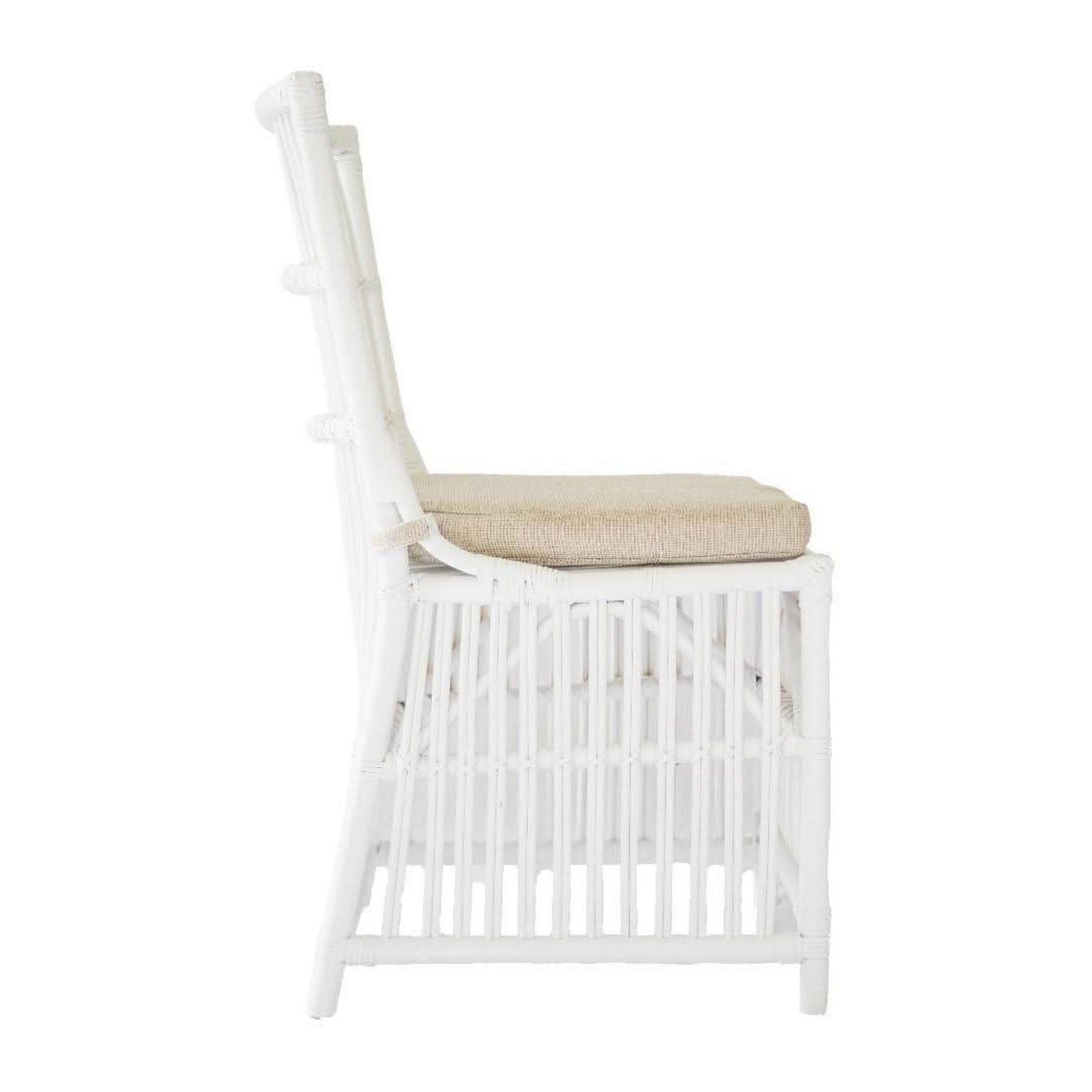Napoli Hamptons Style Rattan Dining Chair in Solid White - Chocolate Wood