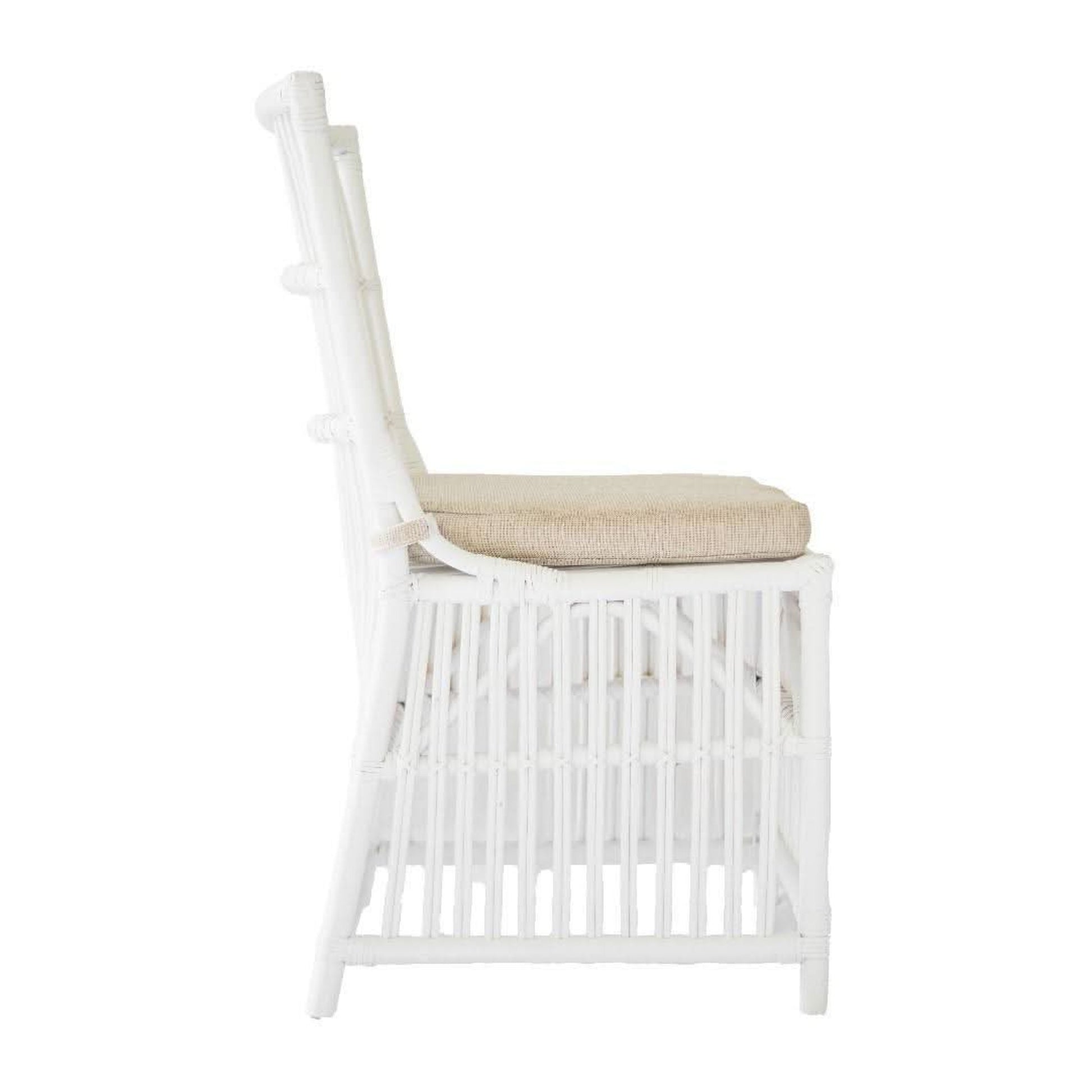 Napoli Hamptons Style Rattan Dining Chair in Solid White - Chocolate Wood