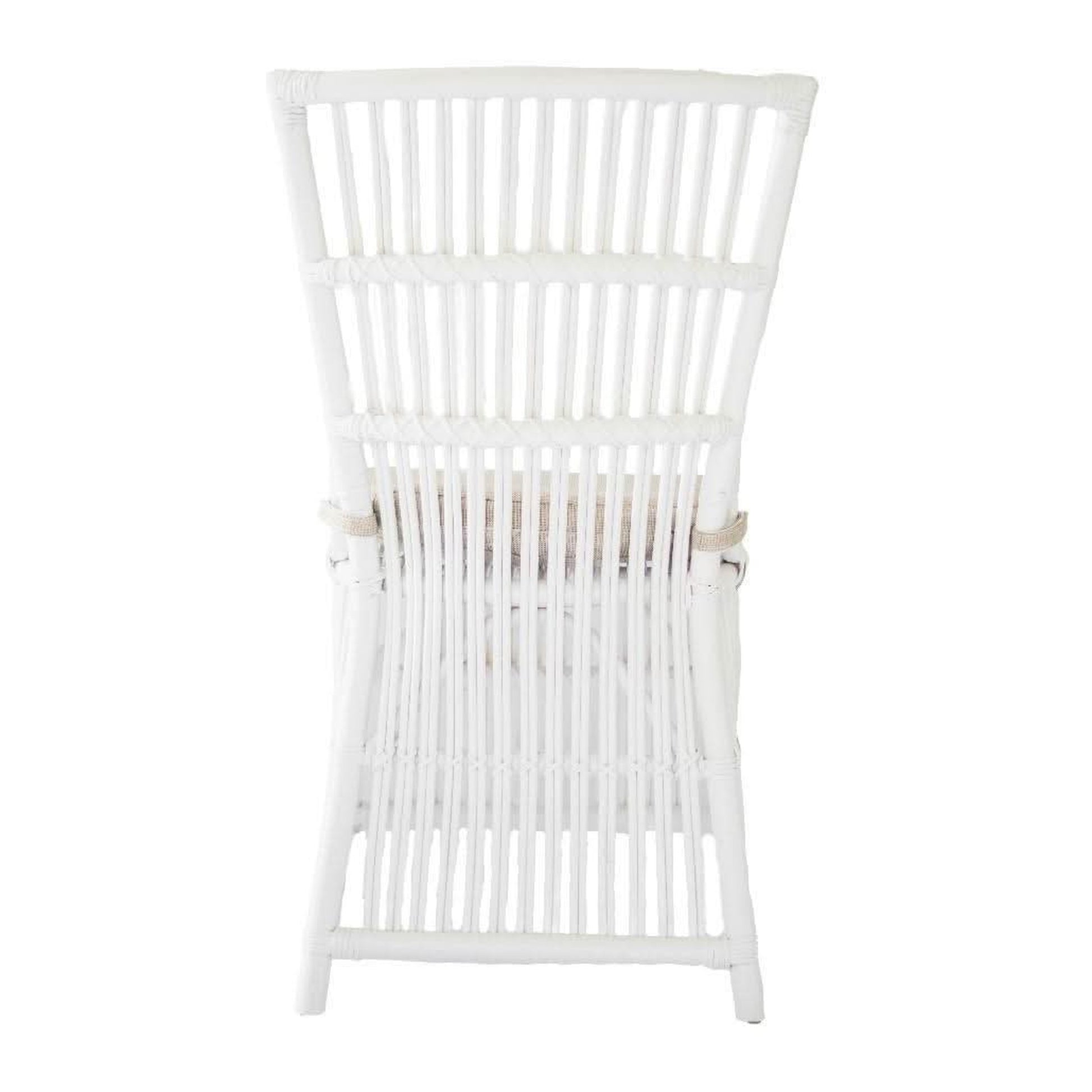 Napoli Hamptons Style Rattan Dining Chair in Solid White - Chocolate Wood