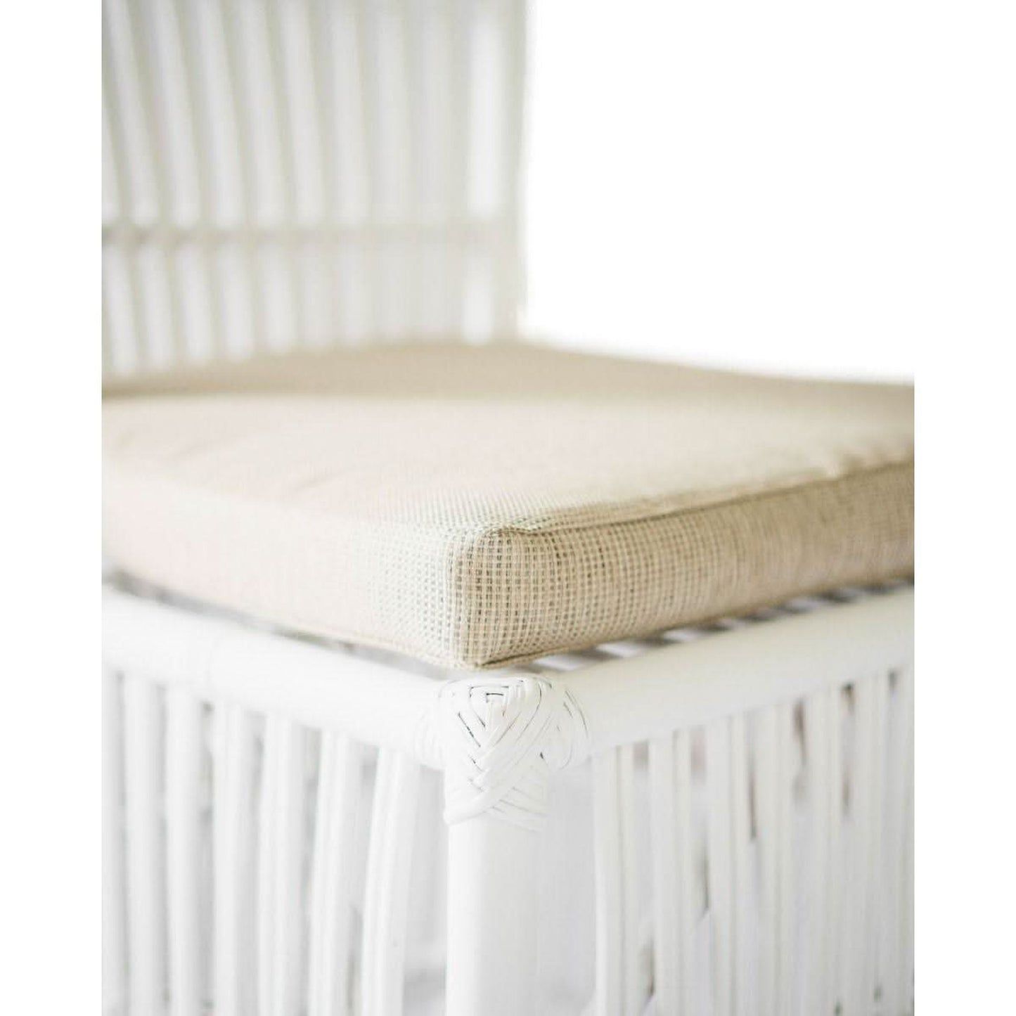 Napoli Hamptons Style Rattan Dining Chair in Solid White - Chocolate Wood