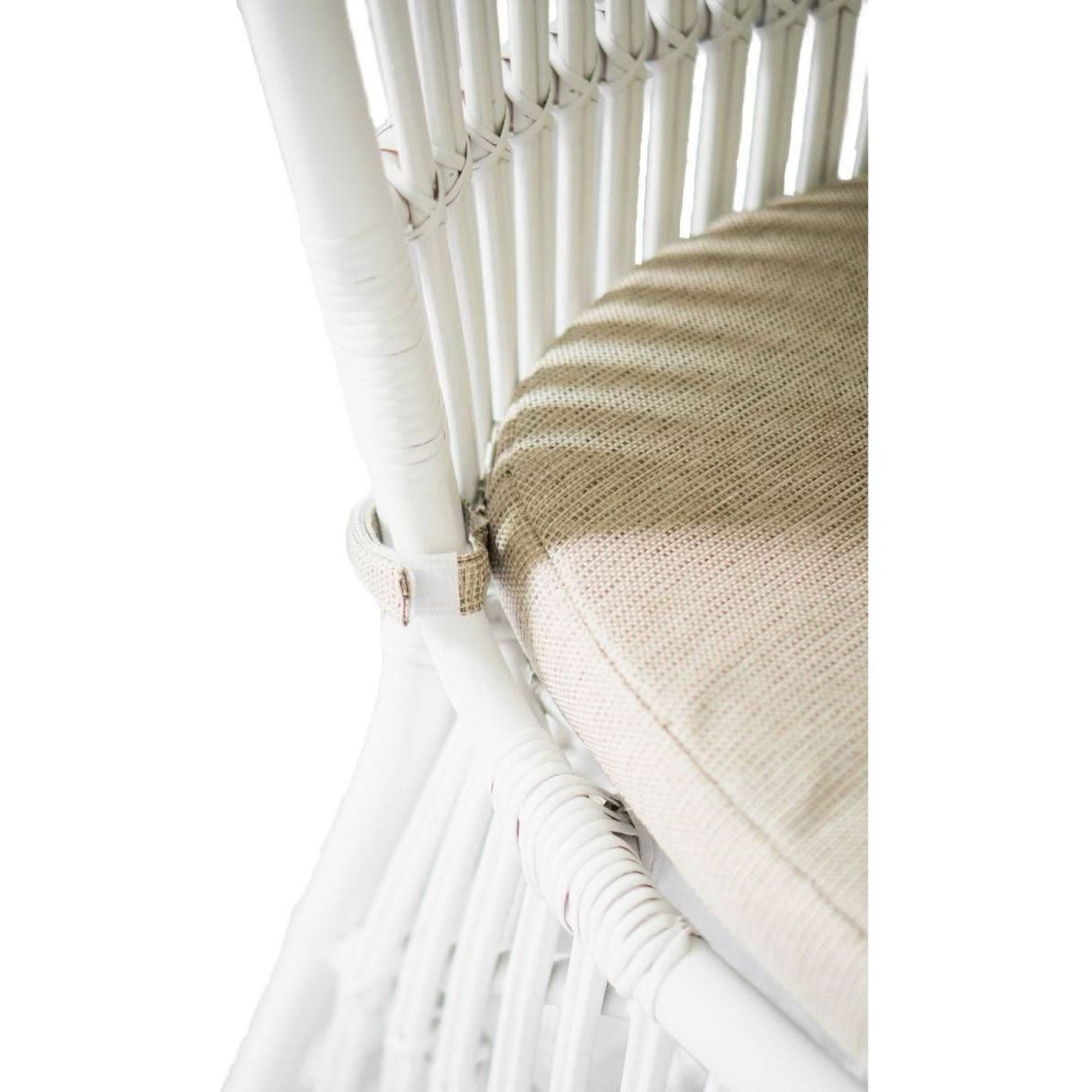 Napoli Hamptons Style Rattan Dining Chair in Solid White - Chocolate Wood