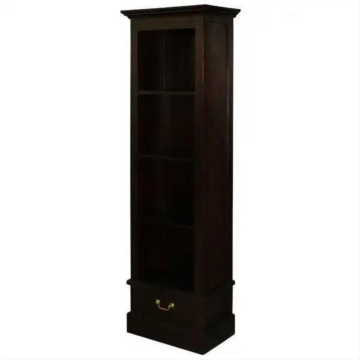 Tasmania Solid Mahogany Narrow 1 Drawer Bookcase in Chocolate - Chocolate Wood