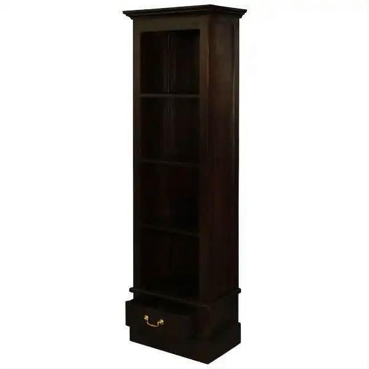 Tasmania Solid Mahogany Narrow 1 Drawer Bookcase in Chocolate - Chocolate Wood