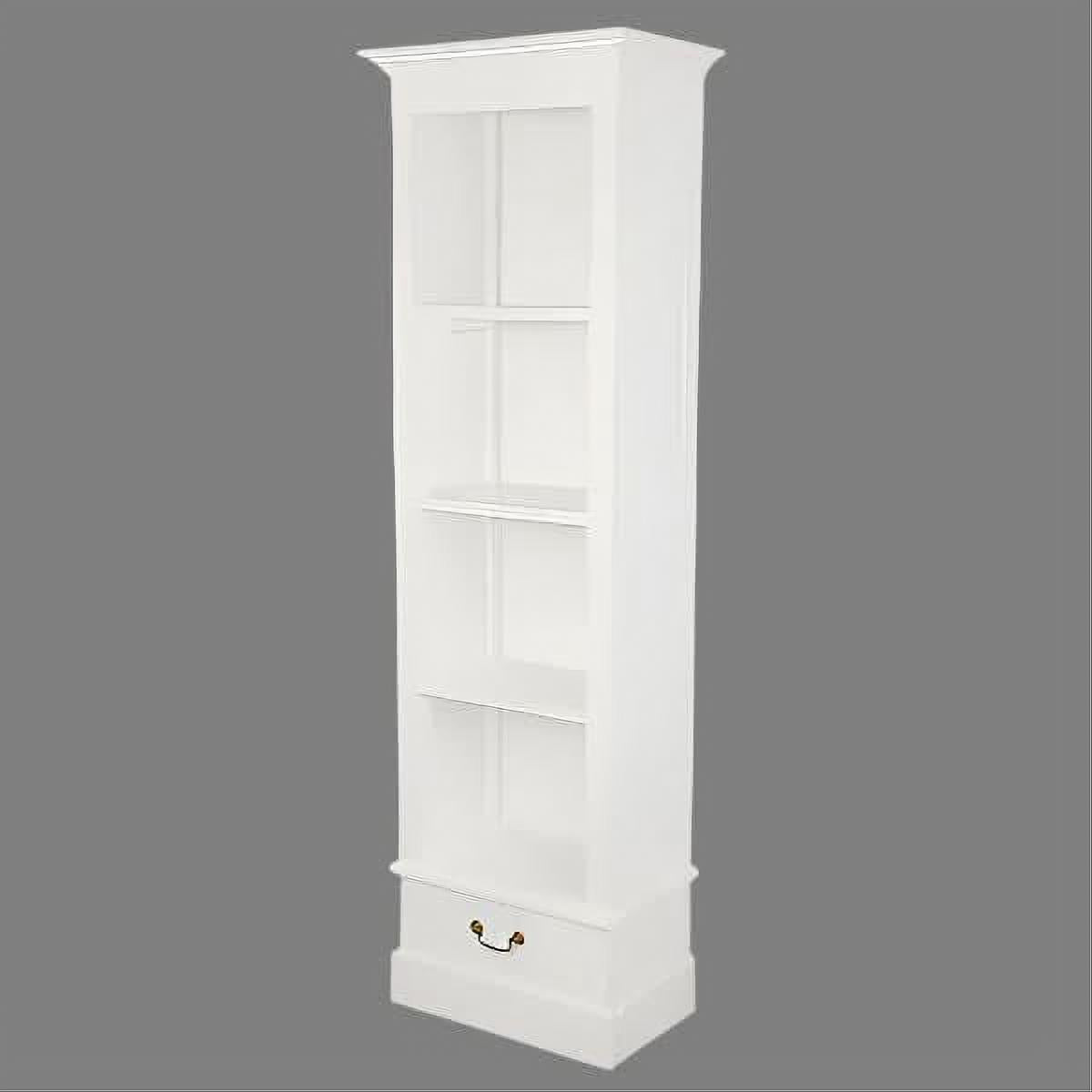 Tasmania Solid Mahogany Narrow 1 Drawer Bookcase in White - Chocolate Wood
