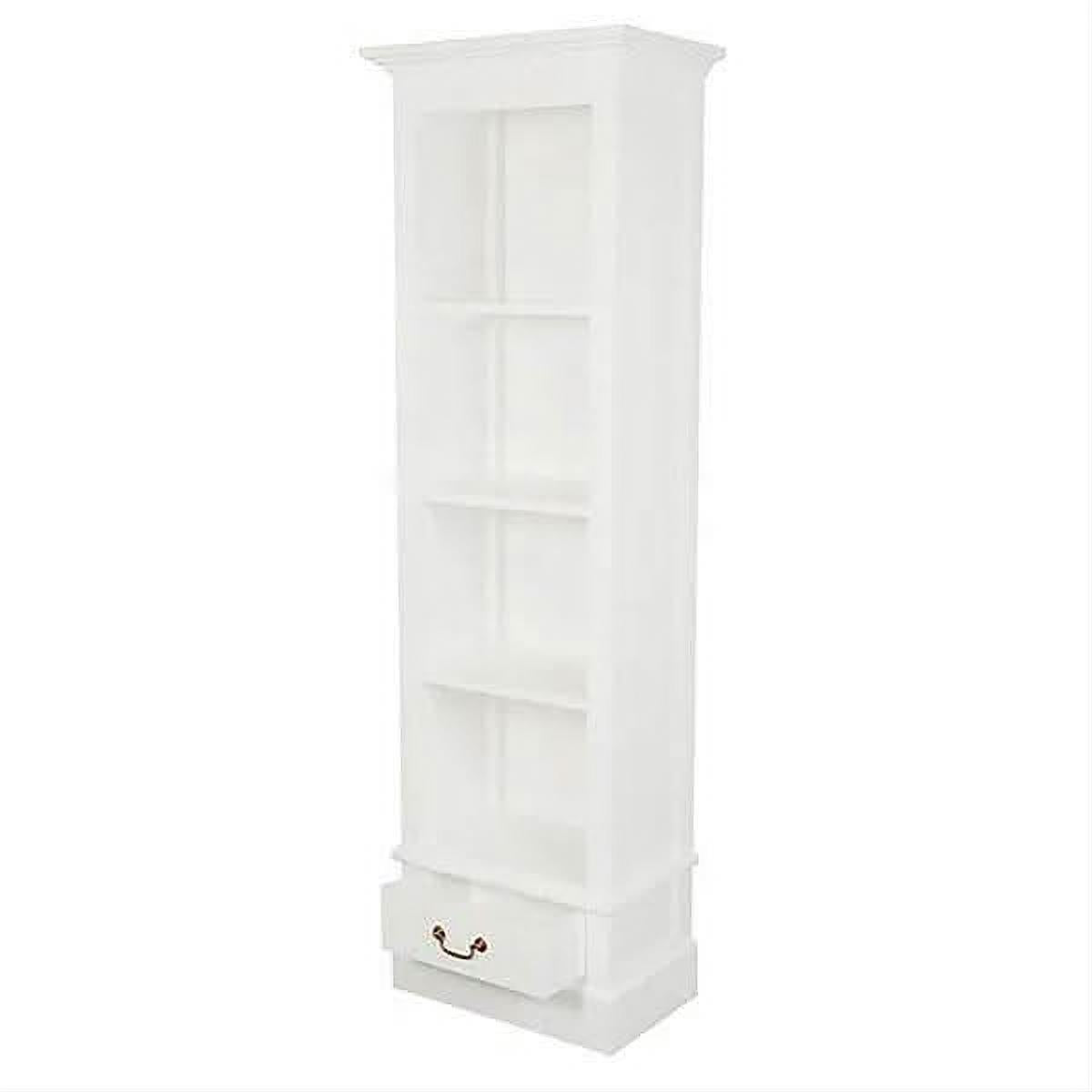 Tasmania Solid Mahogany Narrow 1 Drawer Bookcase in White - Chocolate Wood