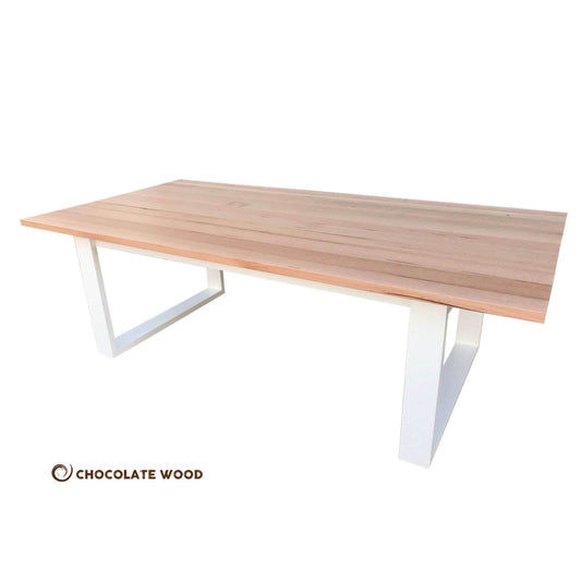 NELL 2-TONE FRENCH PROVINCIAL/HAMPTON STYLE DINING TABLE 240CM IN SOLID TASSIE OAK - MyChocolateWood