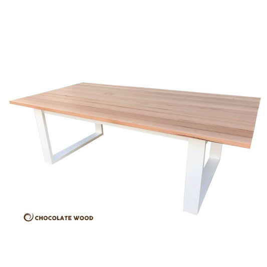 NELL 2-TONE FRENCH PROVINCIAL/HAMPTON STYLE DINING TABLE 240CM IN SOLID TASSIE OAK