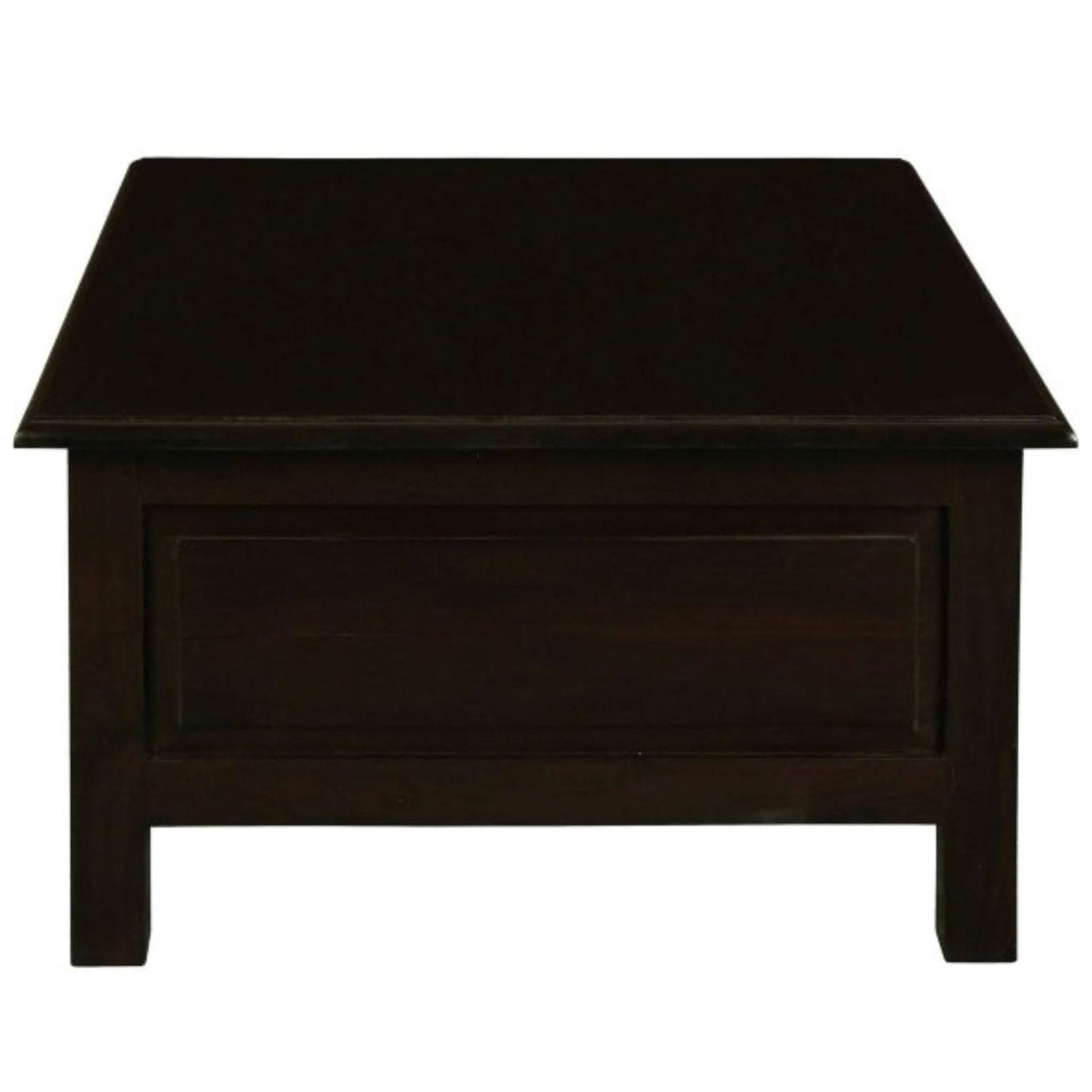 Nerin Solid Mahogany 4-Drawer Rectangular Coffee Table in Chocolate - Chocolate Wood