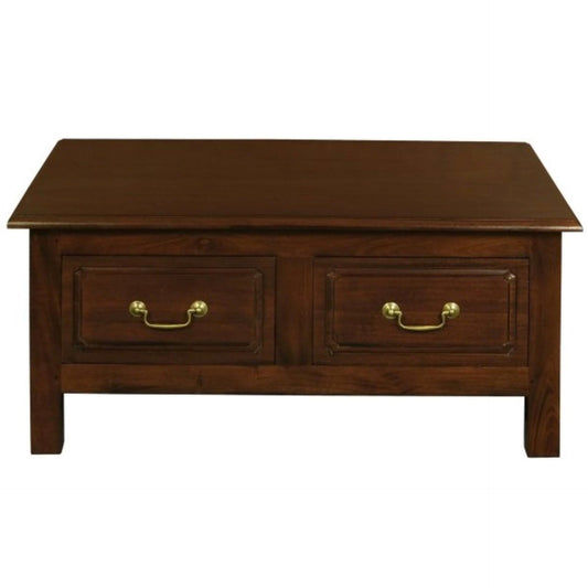 NERIN SOLID MAHOGANY 4 DRAWERS RECTANGULAR COFFEE TABLE IN MAHOGANY - MyChocolateWood
