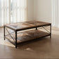 NEW SHEFFIELD STEEL INDUSTRIAL VINTAGE RECYCLED OREGON COFFEE TABLE. STEEL BASE - MyChocolateWood