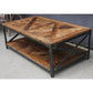 NEW SHEFFIELD STEEL INDUSTRIAL VINTAGE RECYCLED OREGON COFFEE TABLE. STEEL BASE - MyChocolateWood