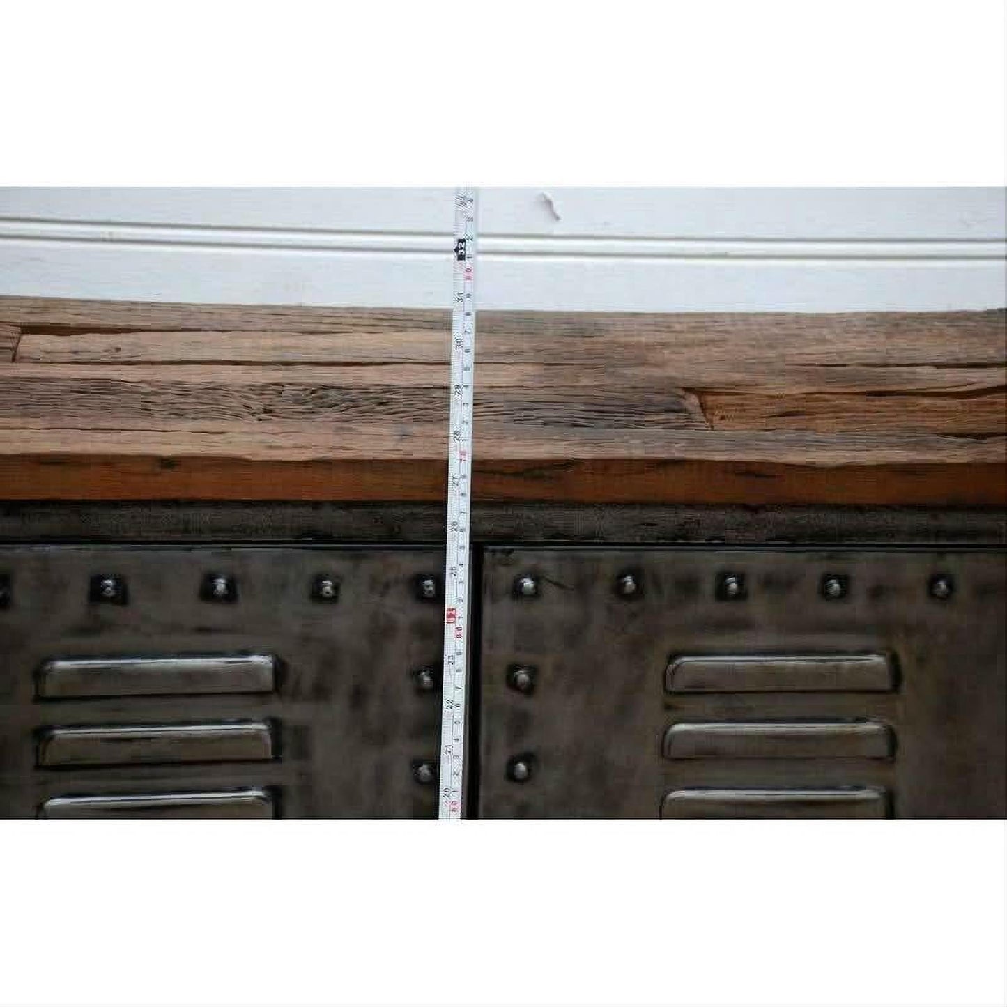 NEWTON VINTAGE IRON LOCKER SIDEBOARD BUFFET/RECLAIMED RAILWAY SLEEPER WOOD - MyChocolateWood