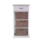 NICE SOLID MAHOGANY NARROW TALLBOY WITH 3 WICKER BASKETS & 1 TIMBER DRAWER - MyChocolateWood