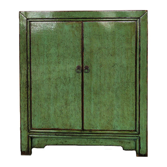NINGBO NGH004 CHINESE ANTIQUE RECYCLED PINE TIMBER CABINET CUPBOARD GREEN