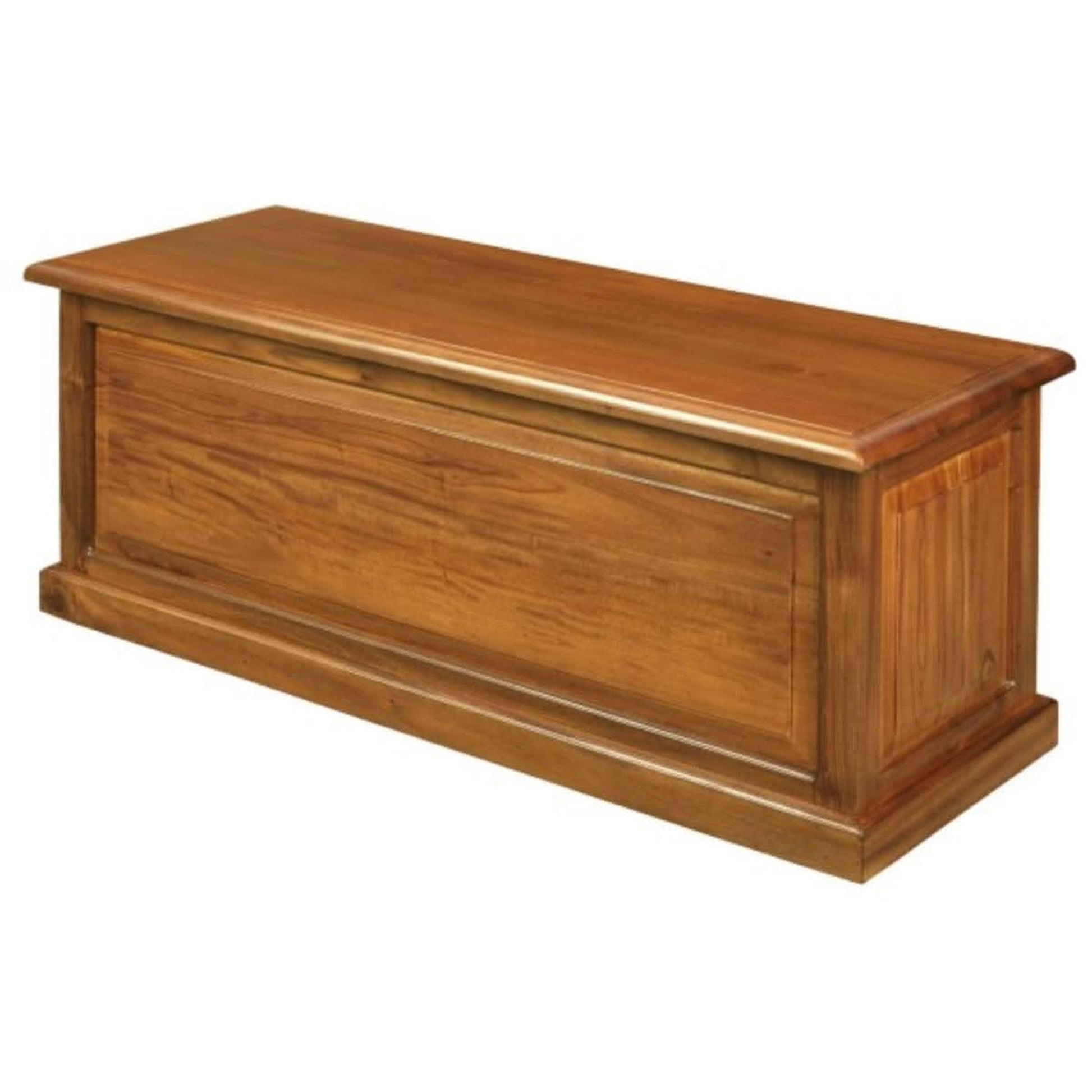 Nora Solid Mahogany Blanket Box Large in Light Pecan - Chocolate Wood