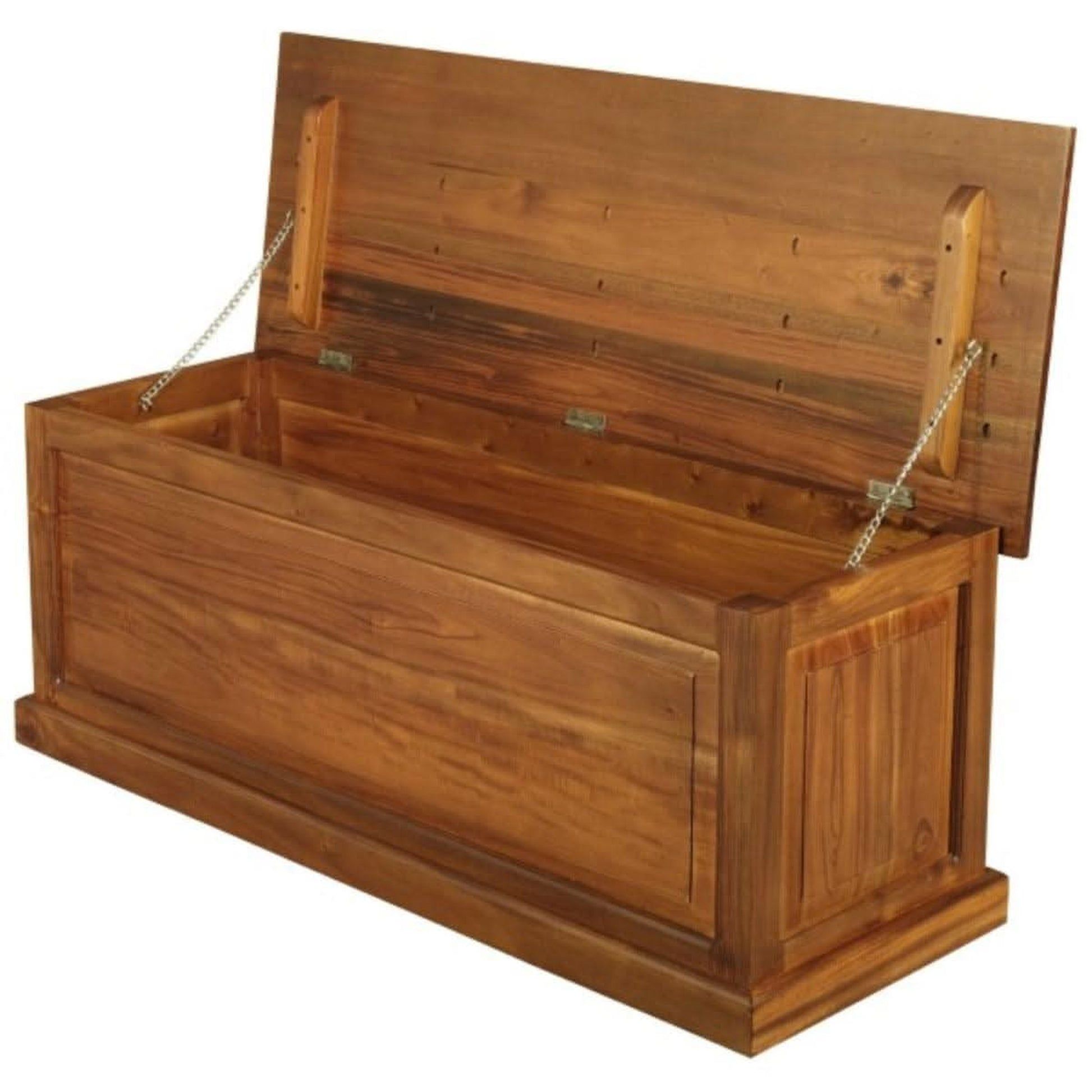 Nora Solid Mahogany Blanket Box Large in Light Pecan - Chocolate Wood