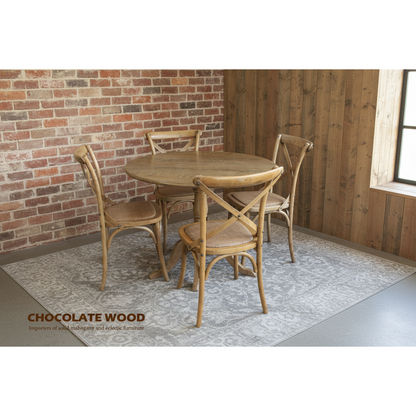 NORDIC ROUND DINING TABLE 100CM + 4 MELROSE DINING CHAIRS NATURAL 5PCS