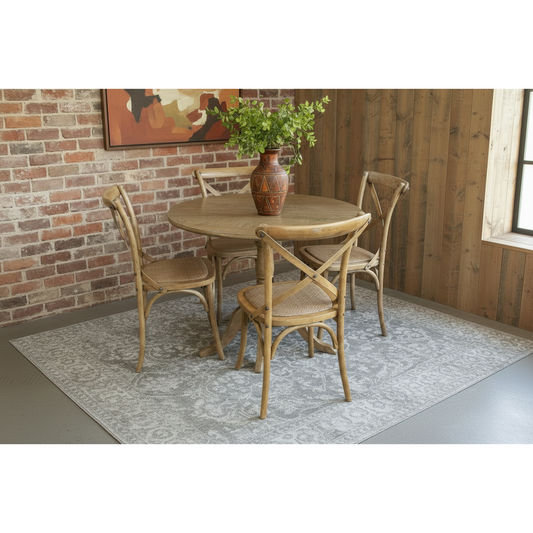 NORDIC ROUND DINING TABLE 100CM + 4 MELROSE DINING CHAIRS NATURAL 5PCS