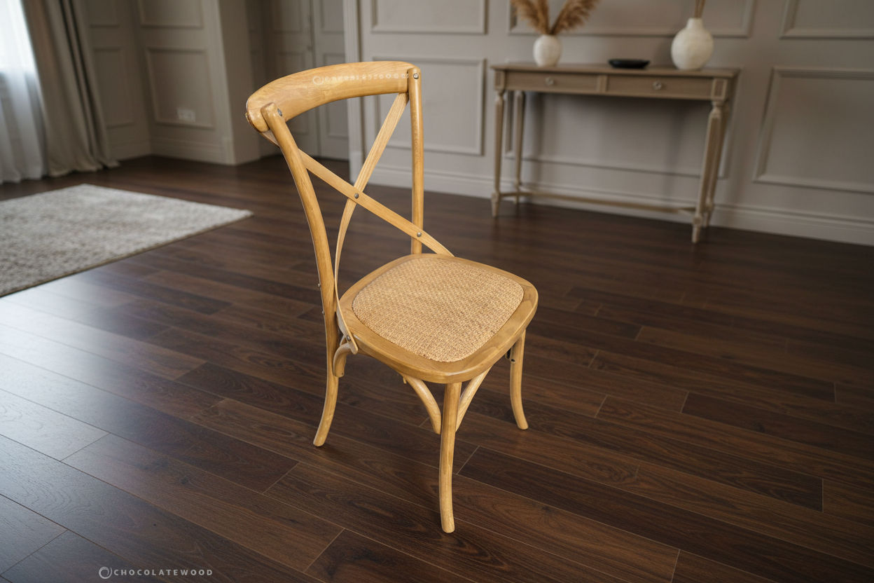 NORDIC ROUND DINING TABLE 100CM + 4 MELROSE DINING CHAIRS NATURAL 5PCS - MyChocolateWood